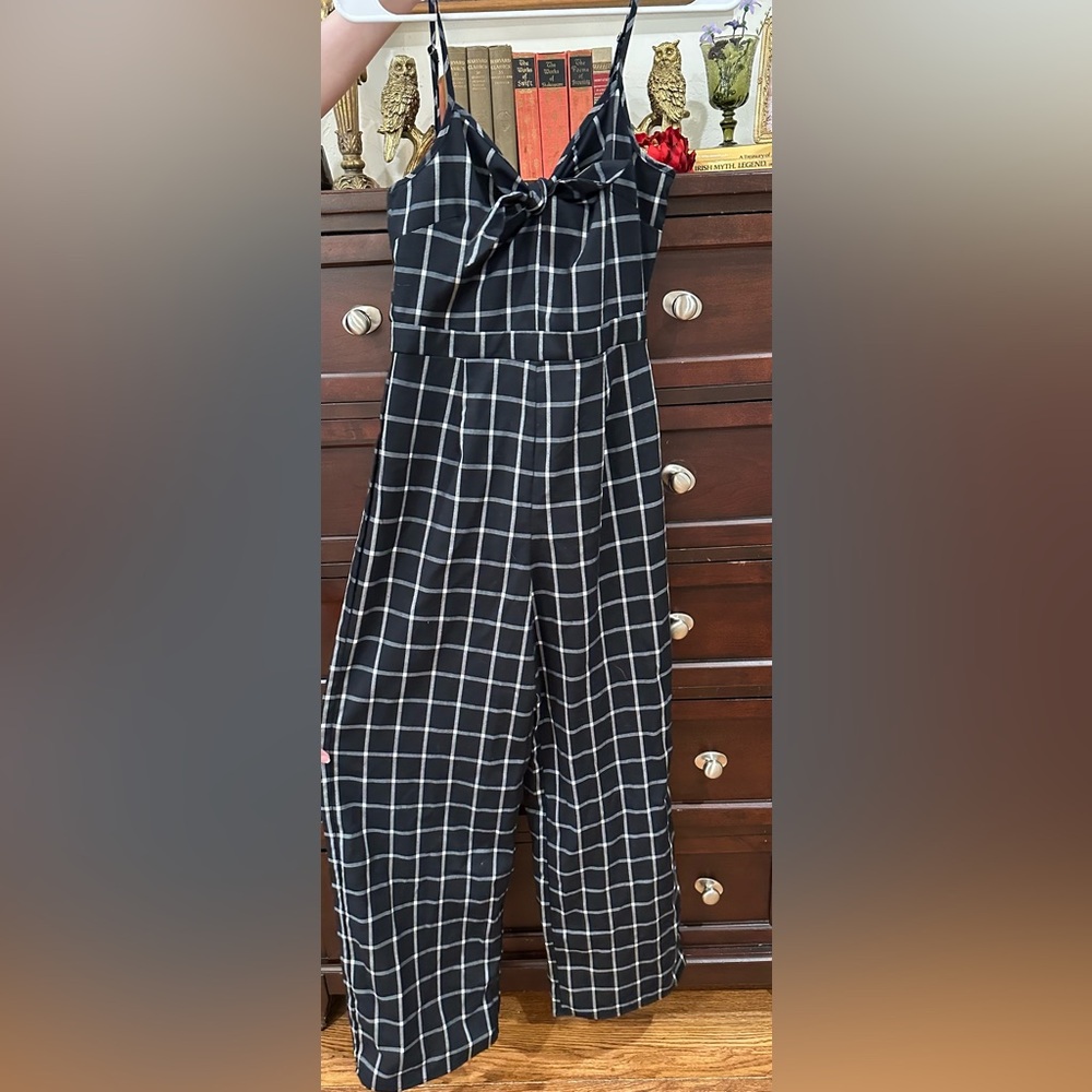Romeo & Juliet Couture Black and White Checkered Jumpsuit